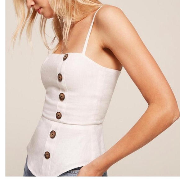 Reformation Tops - Reformation Shell Linen Peplum Button Top sz 2